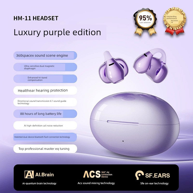 Non-Leaking Ear Clip Bluetooth Headset Open Wireless Gas Bone Conduction Non in-Ear Sports Running 2025 New Arrival