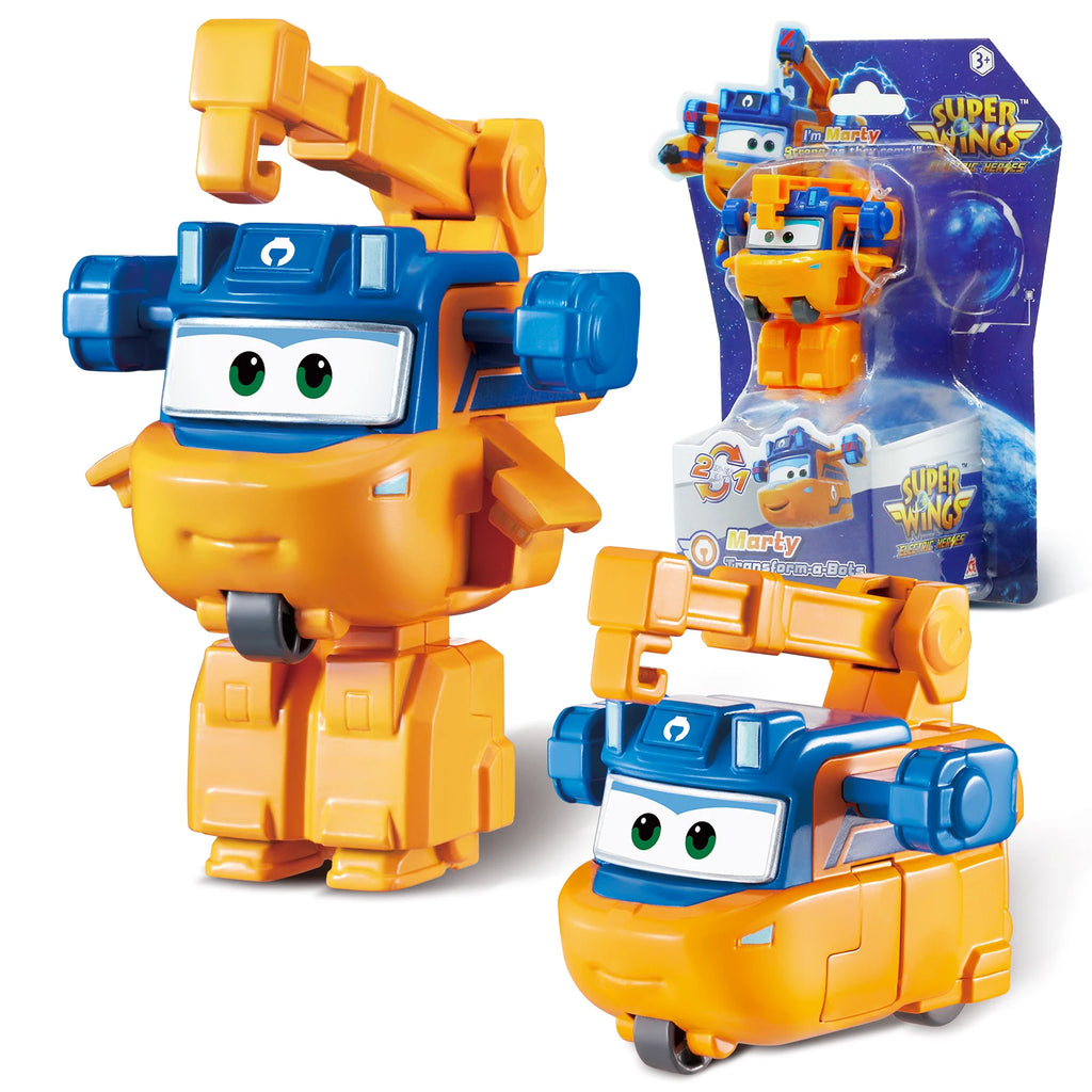 Super Wings Mini NEW Jett 2 Inches Transform Robot to Plane in 3 Steps Deformation Action Figures 2Modes Transforming Kid Toy
