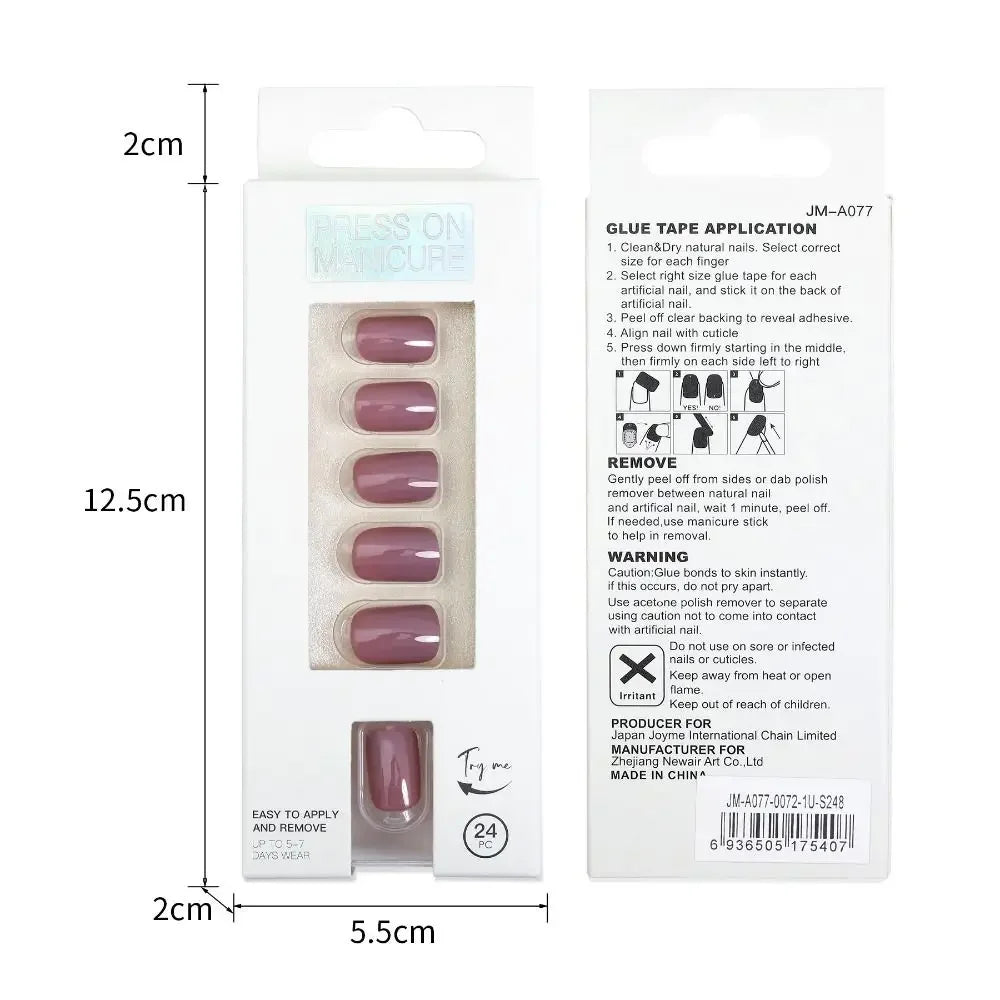 24pc nails Art Fake Nail Tips Press on Coffin  Artificial Square