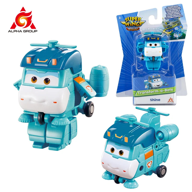 Super Wings Mini NEW Jett 2 Inches Transform Robot to Plane in 3 Steps Deformation Action Figures 2Modes Transforming Kid Toy