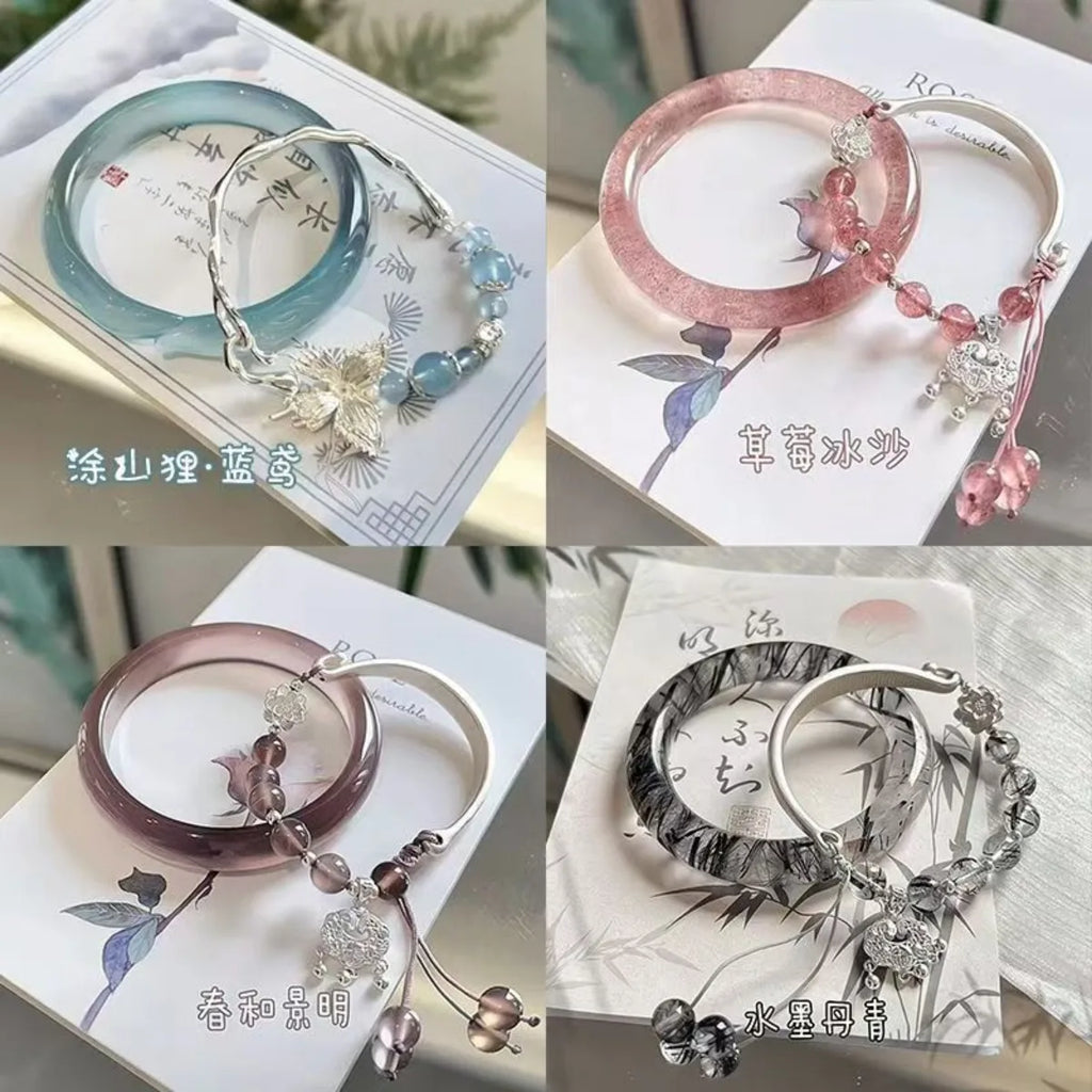 Chinese Style Tassel Beaded Bracelet for Women Retro Butterfly Pendant Charm Bracelets Temperament Bangles Fashion Jewelry Gifts