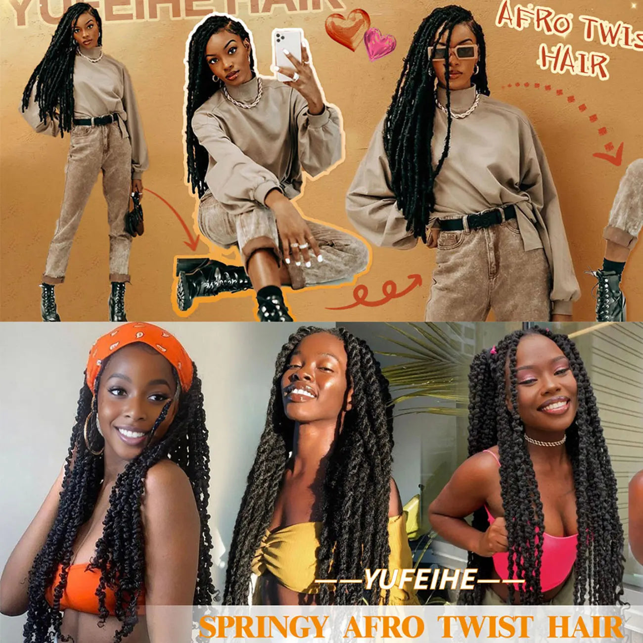 Spring Afro Twist Hair 24inch Kinky Marley Twist Braiding Hair For Women Soft Crochet for Distressed Faux LocsHair Extensions