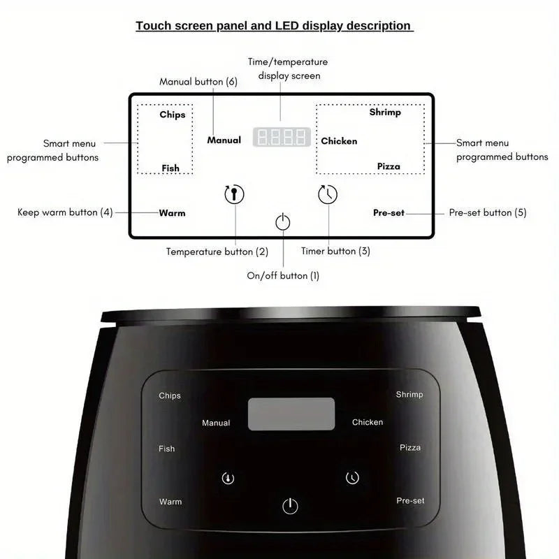 6L Large Capacity Digital Touch Air Fryer