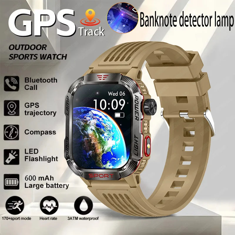 New outdoor Military Smart Watch Men Flashlight