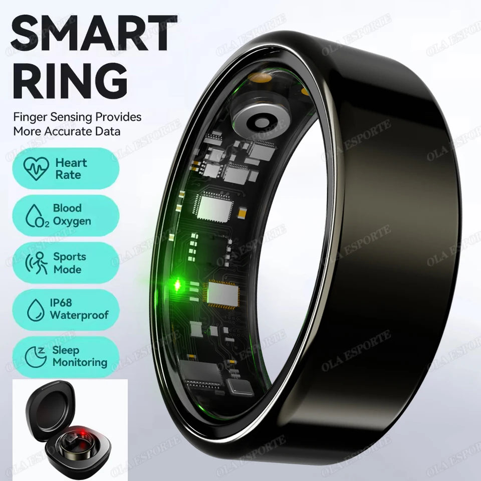 For  Smart Ring Men Women Bluetooth Monitor Blood HeartRate Blood Oxygen Monitor Smartring MultiSport 5ATM Waterproof