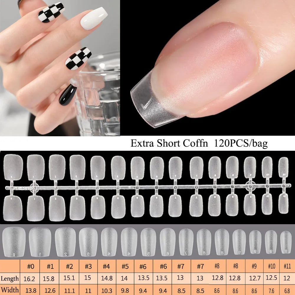120pcs False Nails Transparent Press on Nails