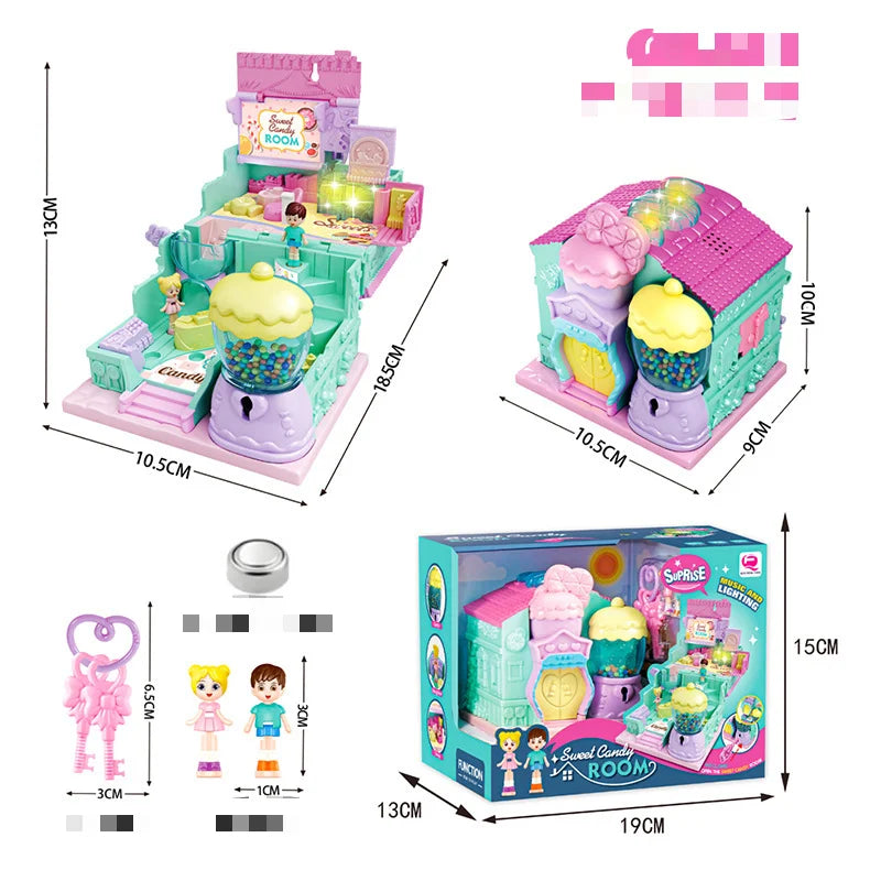 Surprise Doll House Treasure box 1pcs Mini House Princess Children's Castle Model House Girls Play House Toys NO BATTERY