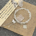 Translucent Resin Bangle for Women Chinese Style Tassel Bells Bracelet Crystal Beads Chain Bracelet Silver Color Alloy Jewelry