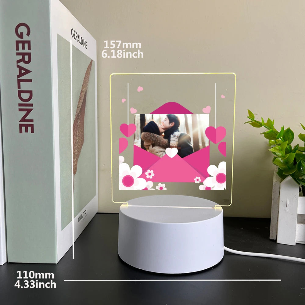 1 pc Personalize Custom Photo Picture Couple Acrylic Led Night Lamp 3D Touch LED Night Light for Bedroom Decor Birthday Gift