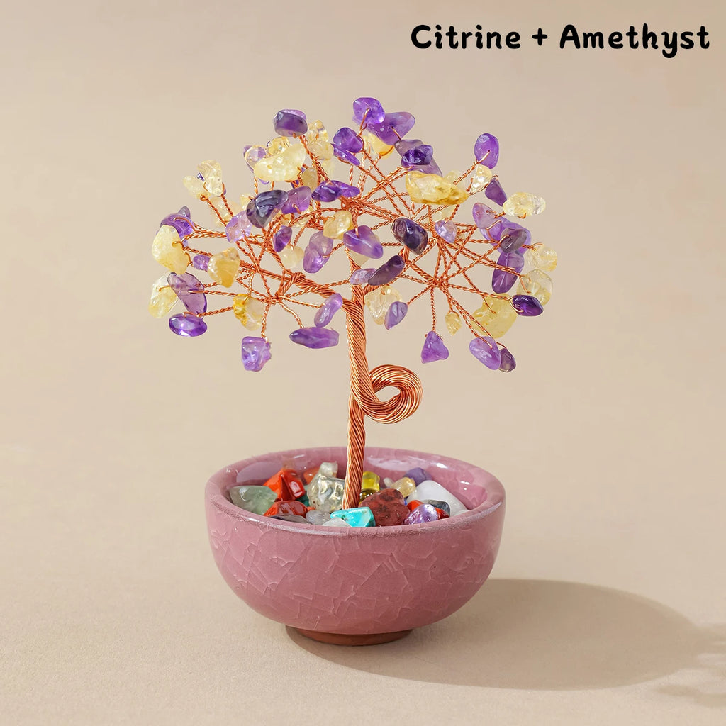 Natural Crystal Tree Energy Stone Money Home Decor