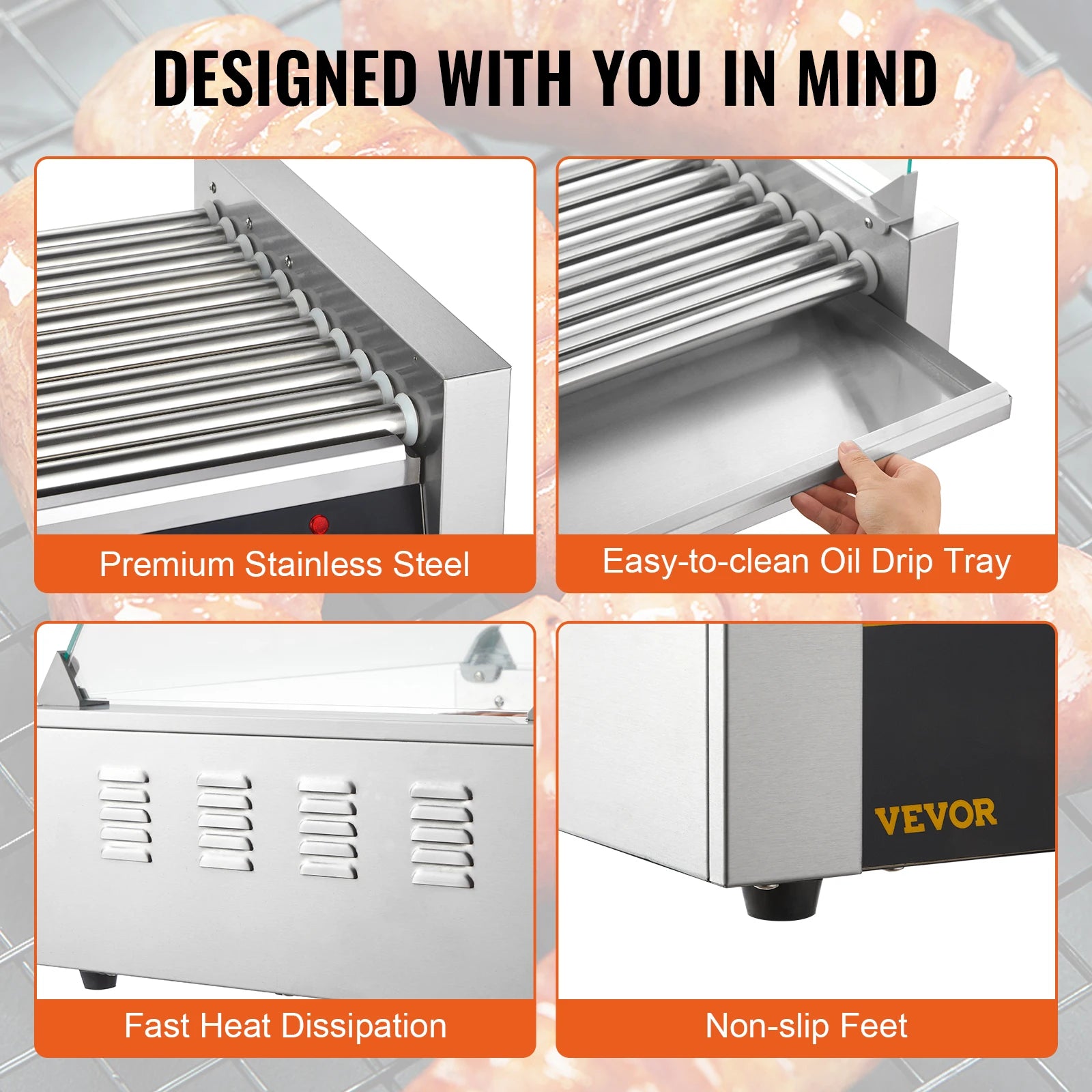 SucceBuy Rods Commercial Hot Dog Roller