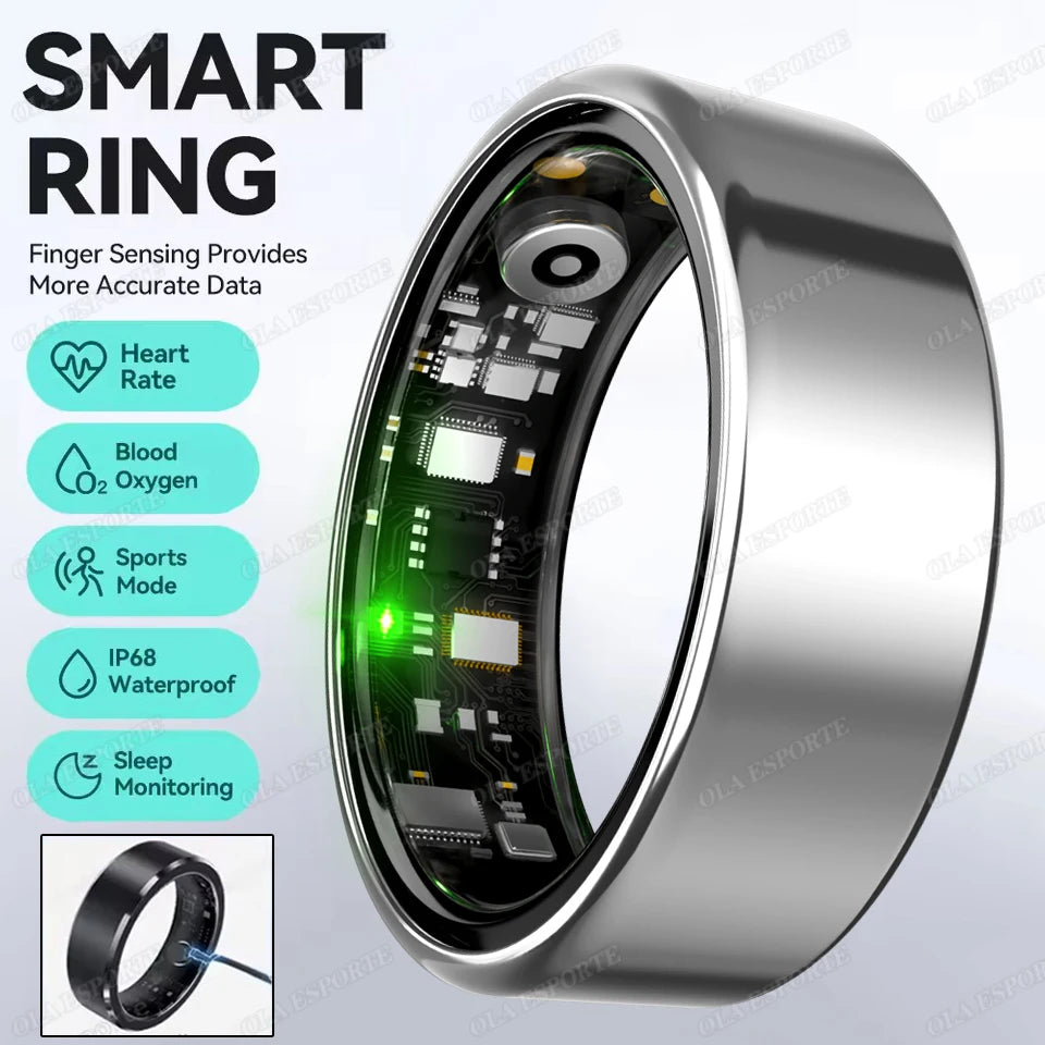 For  Smart Ring Men Women Bluetooth Monitor Blood HeartRate Blood Oxygen Monitor Smartring MultiSport 5ATM Waterproof
