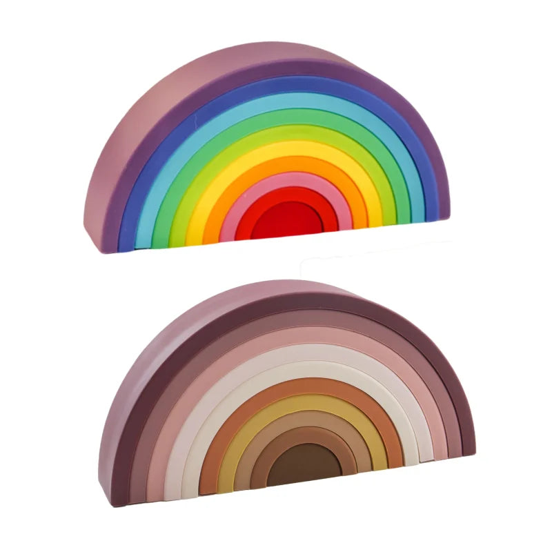 1Set Baby Rainbow Colors Silicone Stacking Toys Montessori Creative Toys BPA Free Food Grade Silicone Early Education Kids Gifts