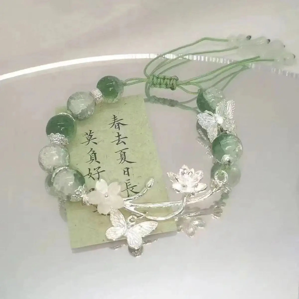 Chinese Style Tassel Beaded Bracelet for Women Retro Butterfly Pendant Charm Bracelets Temperament Bangles Fashion Jewelry Gifts