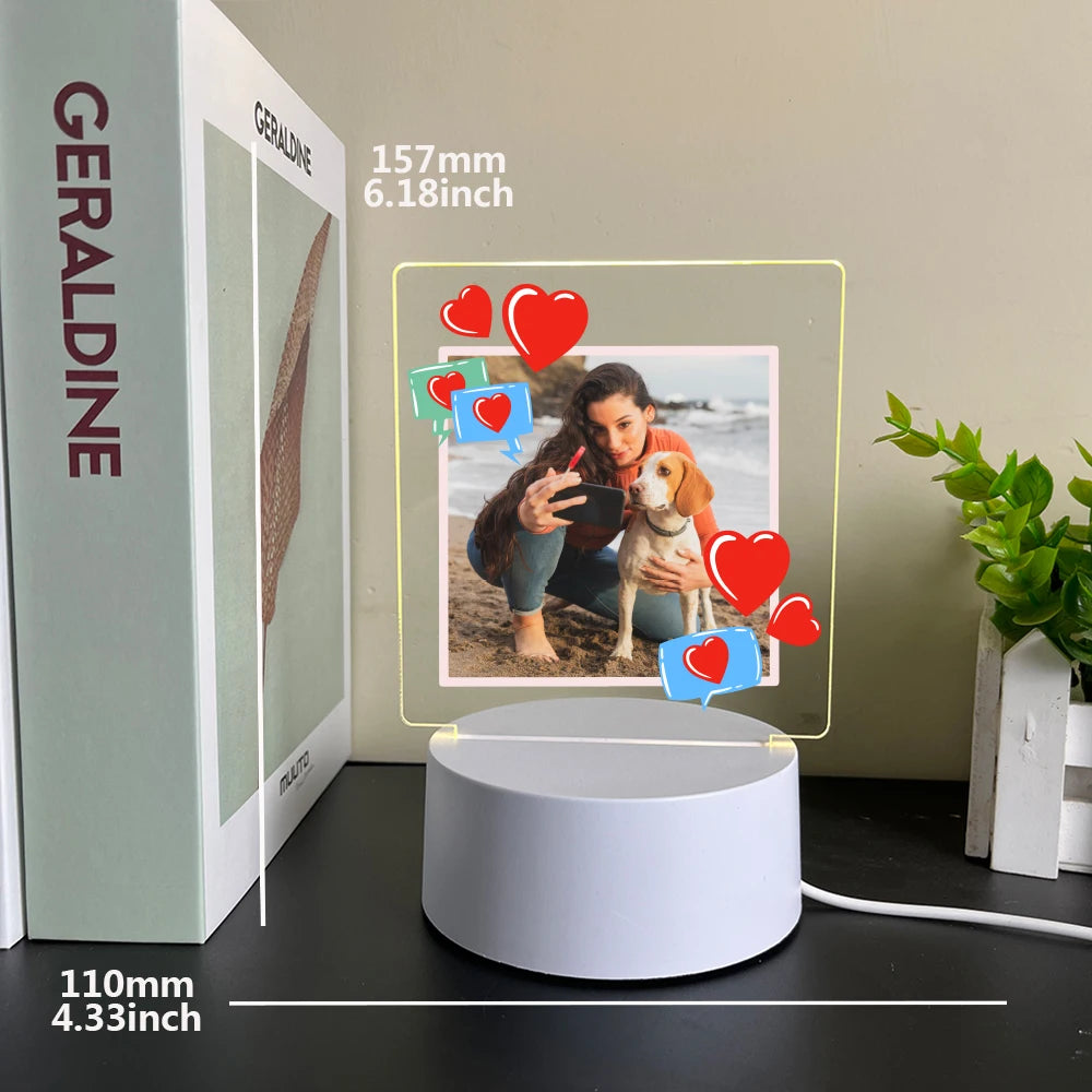Cartoon Personalize Custom Photo Picture Couple 3D Led Optical Illusion Table Lamp For Bedroom Night Avatar Mange Room Decor
