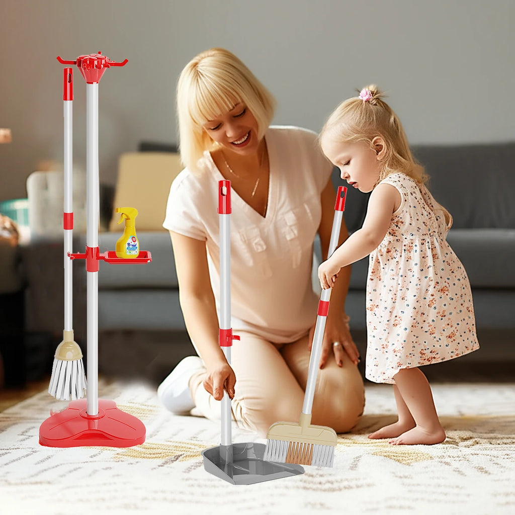 Kids Cleaning Toy Set for Toddlers Mini Broom Dustpan Mop Pretend Play Housekeeping Supplies Kits Montessori Toys Girl Boy Gifts