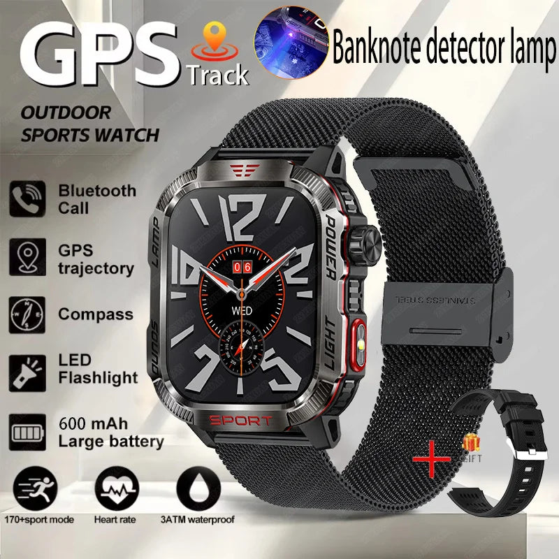New outdoor Military Smart Watch Men Flashlight