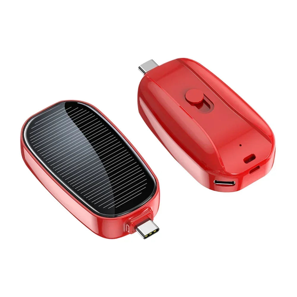 2025 New Solar Power Bank Mini Key Ring Powerbank Phone Portable Charger 1200mah External  Spare Battery for Xiaomi IPhone