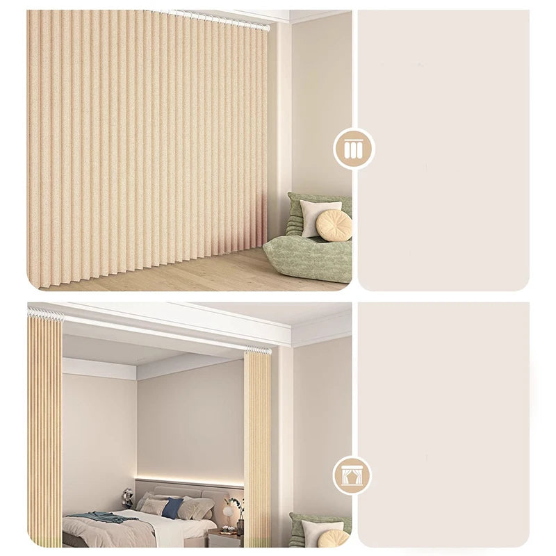 Fashionable Foldable Partition Curtain for Living Room Window Super Thick Fabric Pleated Process Stylish Individual Item