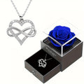 Women's Fashion Infinite Love Necklace with Red Rose Flower Gift Box, Valentine's Day and Mother's Day Gifts for Wife and Mom