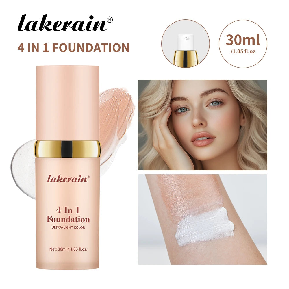 4 In 1 Foundation Long-wearing Moisturizing Waterproof Concealer Even Skin Tone SPF 30 Liquid Hydrating Full Coverage Concealer