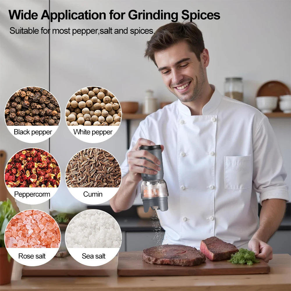 Electric Grinder For Pepper Sea Salt Grinding Machine Rechargeable Automatic Spices Grinder For Kitchen Cooking Pepper Mill Tool