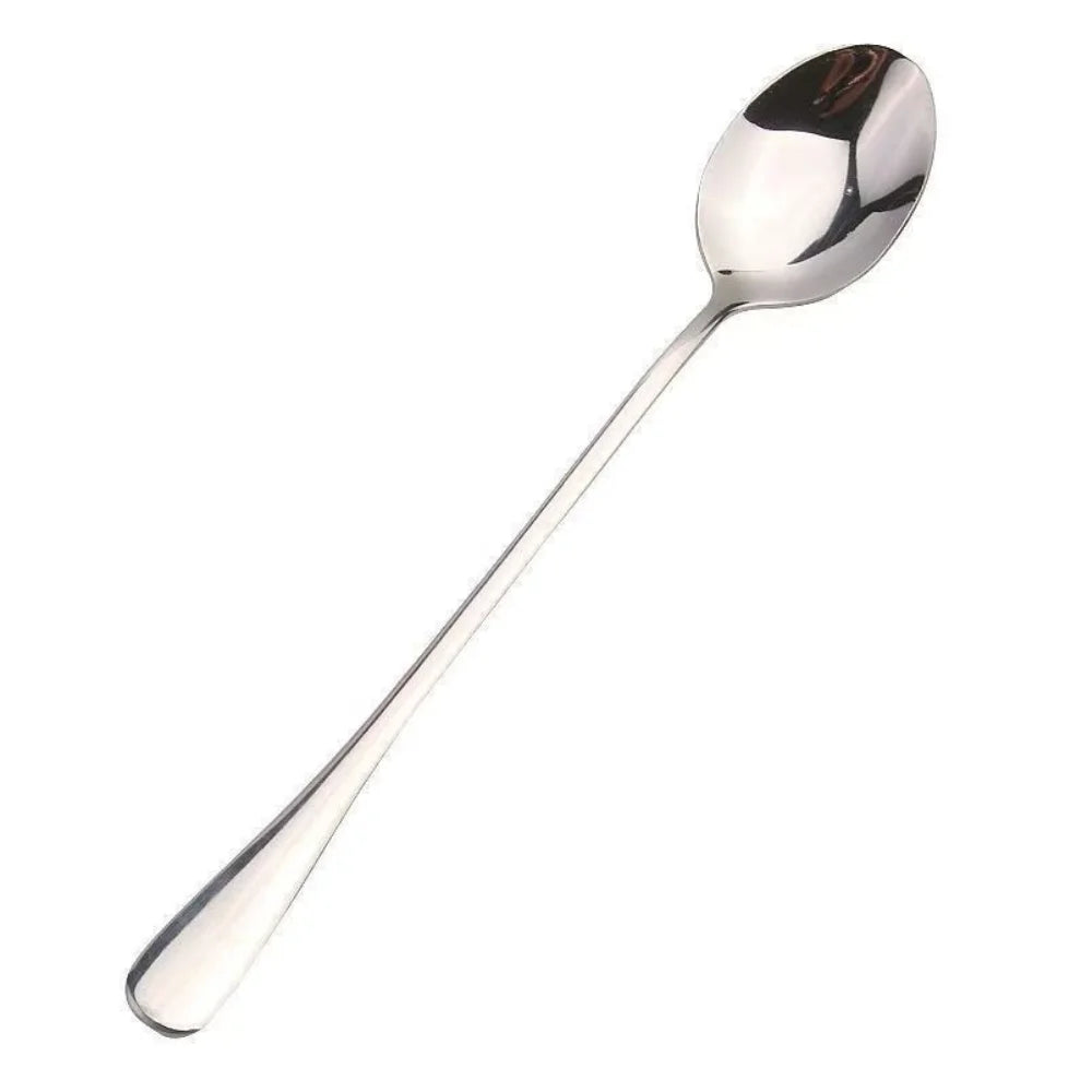 6PCS Stainless Steel Coffee Spoon Long Handle Ice Cream Dessert Tea Spoon For Picnic Drinkware Tableware Kitchen Set Supply