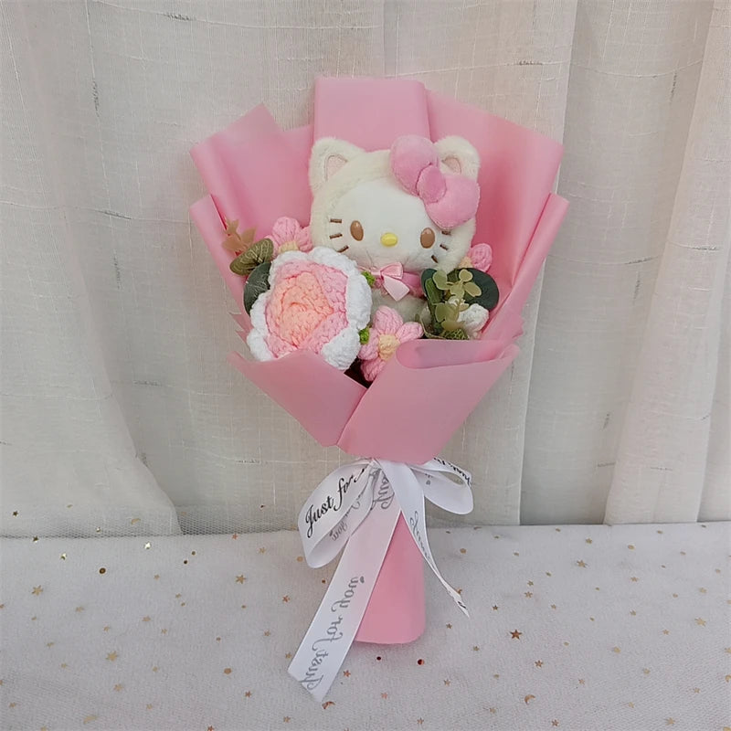 Hello KT Cartoon Plush Bouquet  Anime Rose Flowers Doll Home Wedding Decoration Christmas Valentine's Day Gift