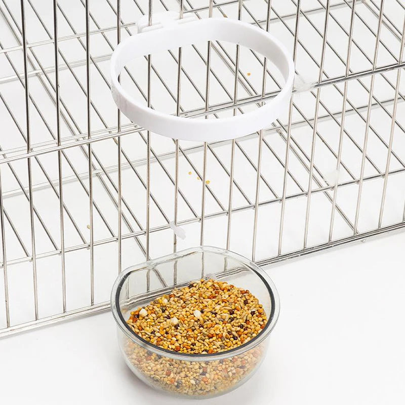 Bird Feeding Bowl Detachable Transparent Plastics Bowl Food Cup For Cage Convenient Hanging Parrots Water Feeder Pet Supplies