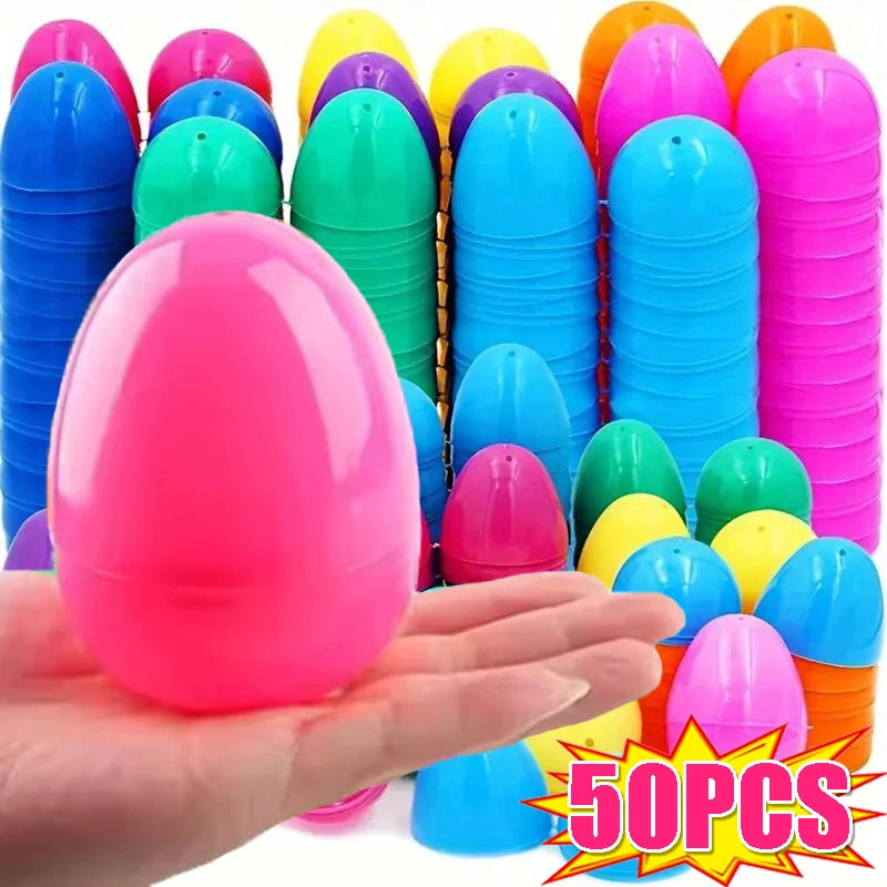 10/50PCS Plastic Easter Eggs Fillable Plastic Egg Kids Toy Colorful Gift Packaging Box Easter Party Hunt Game DIY Craft Supplies