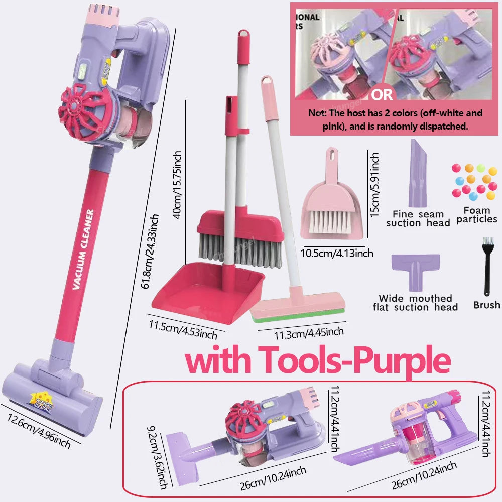 Kids Simulation Electric Vacuum Cleaner Toy Set Housekeeping Role Play Educational Toys for Toddlers Perfect Gift for Girls Boys