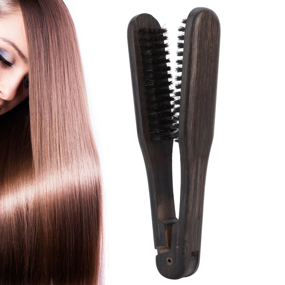 Double Brushes Comb Hairdressing Comb Professional Hairdressing Comb Double Brushes Wooden Anti static Hair Straightener Tool