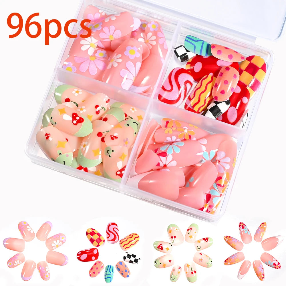 576pcs/Box Colorful Fake Nails  Cover Nail Tips