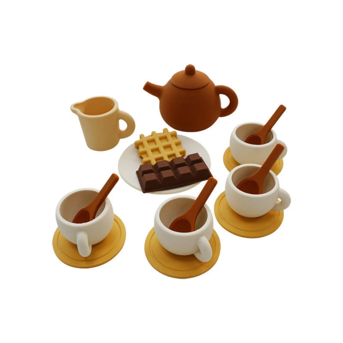 Silicone Tea  Toys Pretend Play Kitchen Accessories Food Playset for Kids Role Play Game for Toddlers Girls Boys Gifts