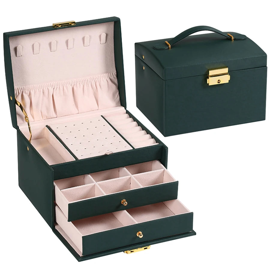 1PC, lock arch three-layer jewelry box, suitable for all kinds of jewelry storage