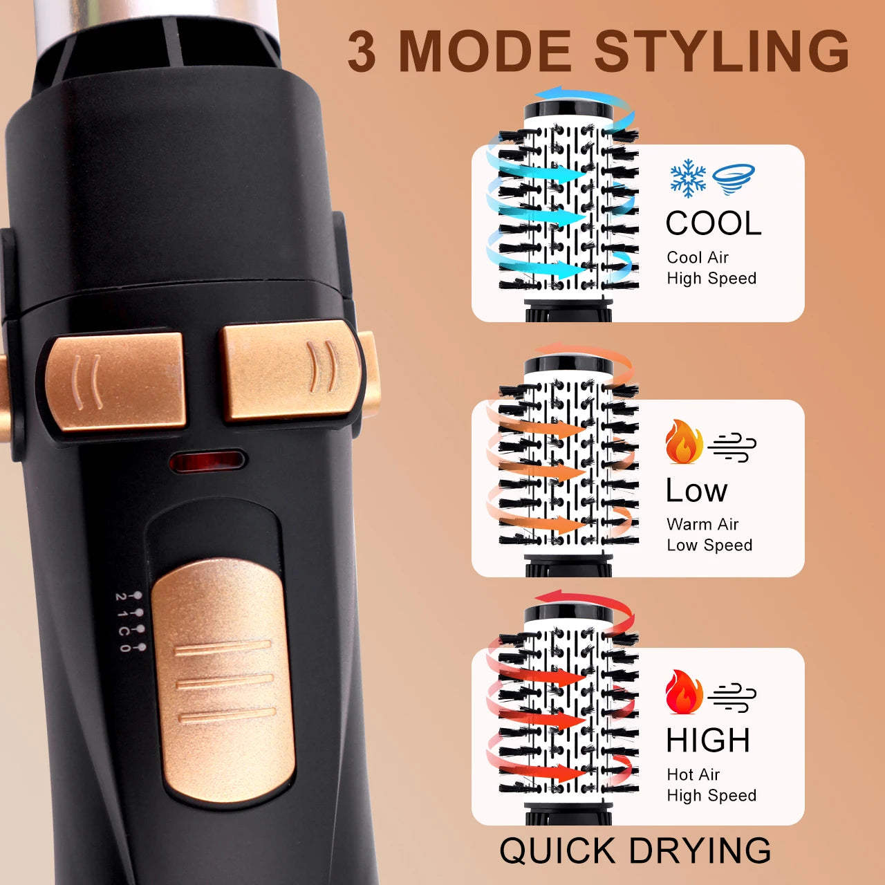 Hatteker EU 4-Head Hot Air Brush Hair Dryer Strong Wind Electric Straightener Curler Roller Comb Blower Styling Tool for Woman