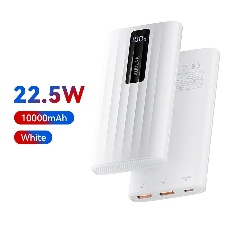 KUULAA Power Bank 10000mAh 22.5W PD Fast Charging Portable Charger External Battery For iPhone 15 14 13 Samsung Huawei Powerbank