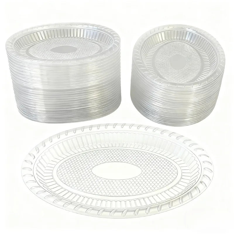 20/30/50PCS Disposable oval Plates Transparent Fruit Plastic Plates Salad Dessert Wedding Christmas Party Kitchen Supplies