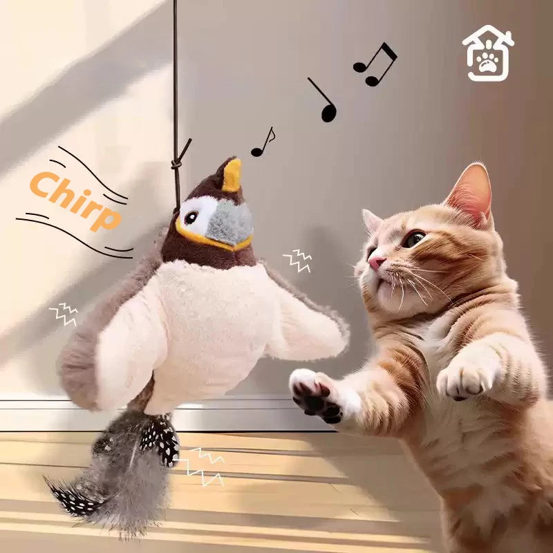 Indoor Interactive Birds Toy for Cat Chasing Teasing Toy Sounding Catnip Cat Teaser Toy Self-hilarity Wall Hanging Birds Cat Toy