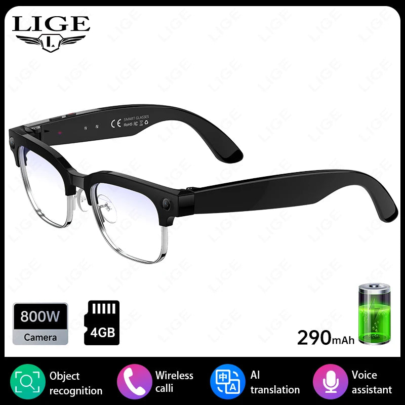 New 4K Glasses AI Smart Glasses with 8MP Camera Video Recording Translation Smart Sunglasses Bluetooth Call Music Play Men Women