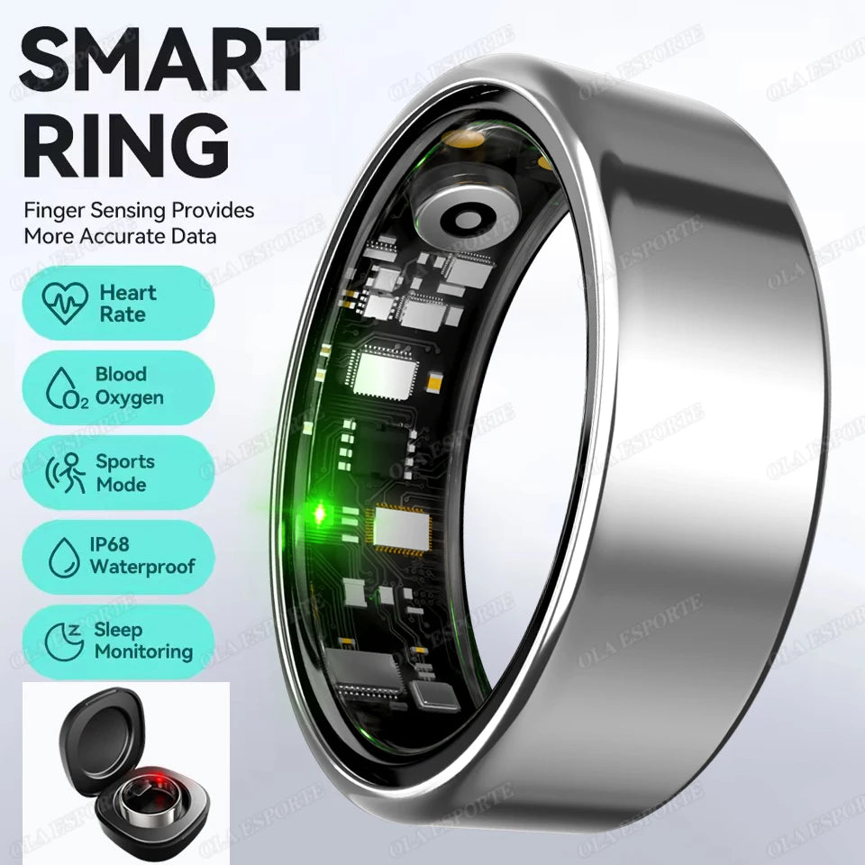 For  Smart Ring Men Women Bluetooth Monitor Blood HeartRate Blood Oxygen Monitor Smartring MultiSport 5ATM Waterproof