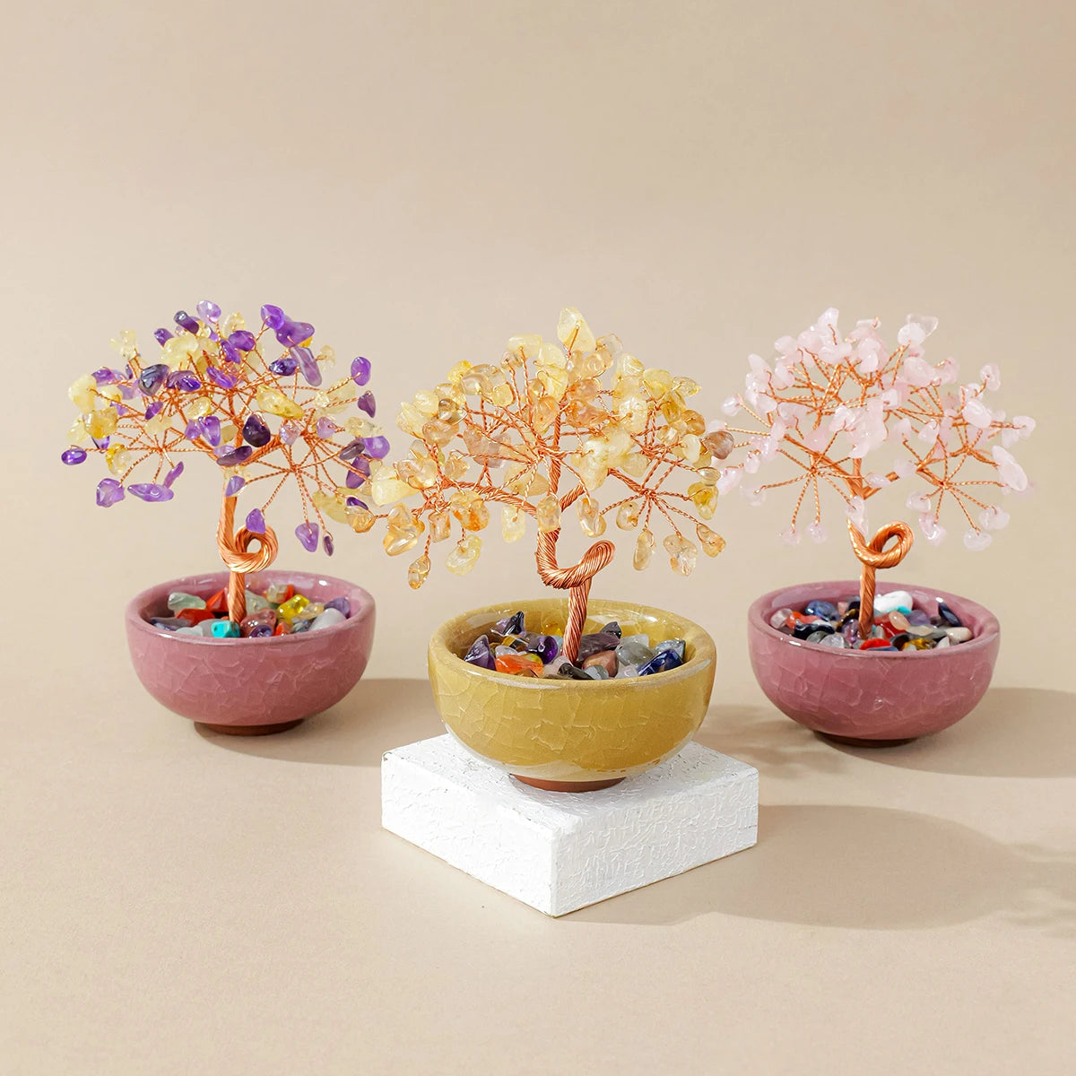 Natural Crystal Tree Energy Stone Money Home Decor