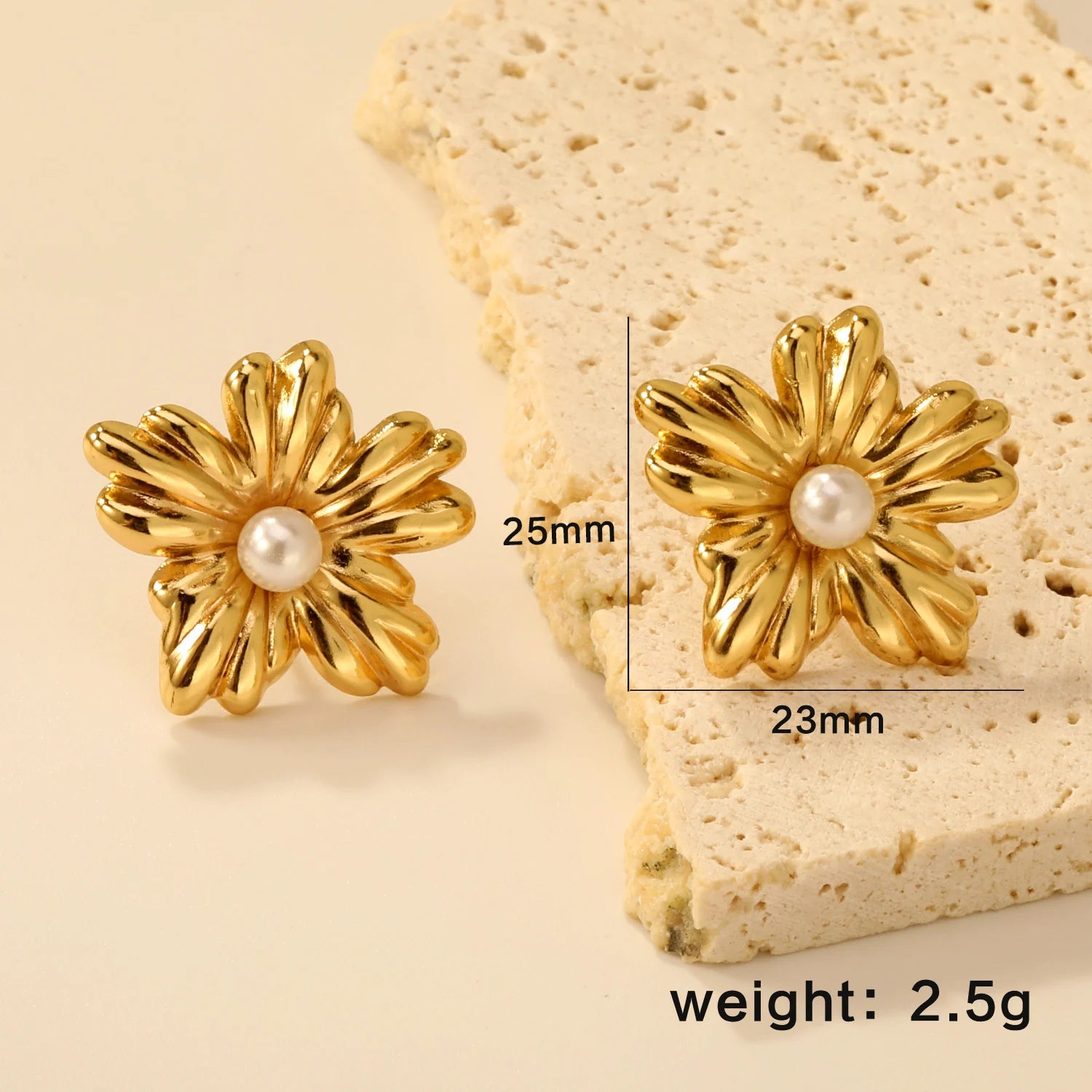 LUXUSTEEL Shell Water Drop Golden Imitaiton Pearl Women Stud Earrings Stainless Steel Heart Female Earring Elegant Jewelry Gifts
