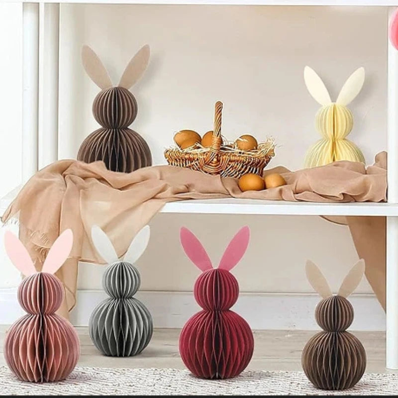 Easter Bunny 3D Ornament Paper Honeycomb Bunnies Easter Day Party Decorations Cute Rabbit For Wedding Birthday