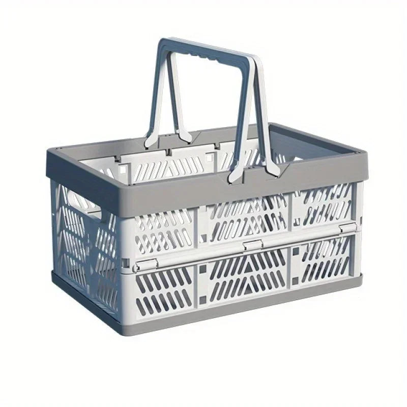 Foldable Storage Basket Large Capacity Pastel Handle Design Home Organization Box for Kitchen Living Room Desk Storage Basket