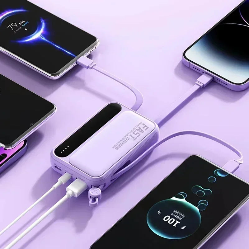 120W 500000mAh Power Bank Large Capacity 4 In1 Cables Intelligent Digital Display Light Portable Powerbank For iPhone Huawei New