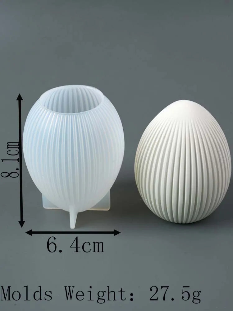 Easter Series Silicone Mold 3D Striped Egg Straight Ear Rabbit Gourd Diamond Pattern Bunny Scented Candle Gypsum Craft Gift Mold