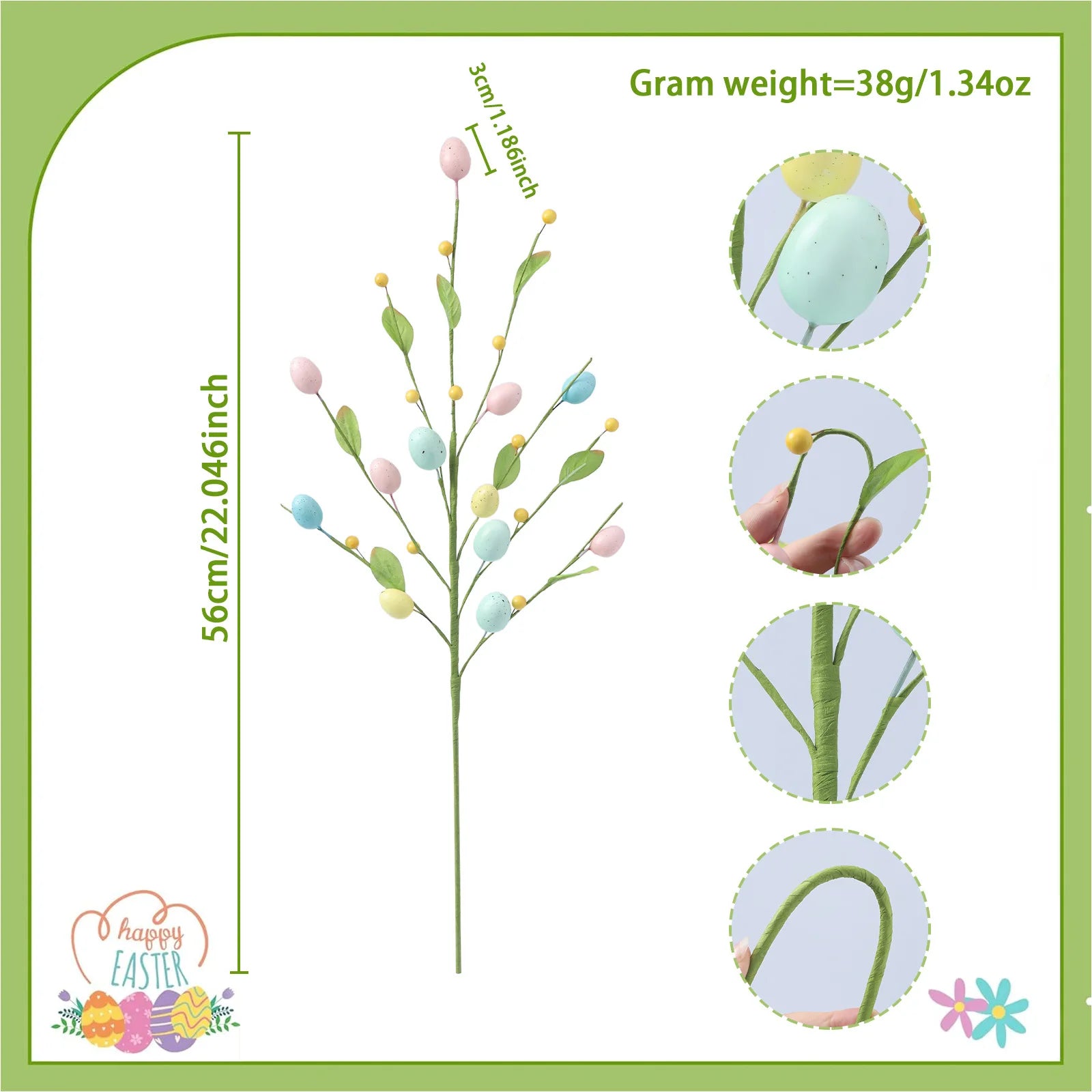 Easter Egg Flower Bouquet, Artificial Flower Berry Cuttings, Spring Flowers, Home Decoration, Simple Floral Accessories