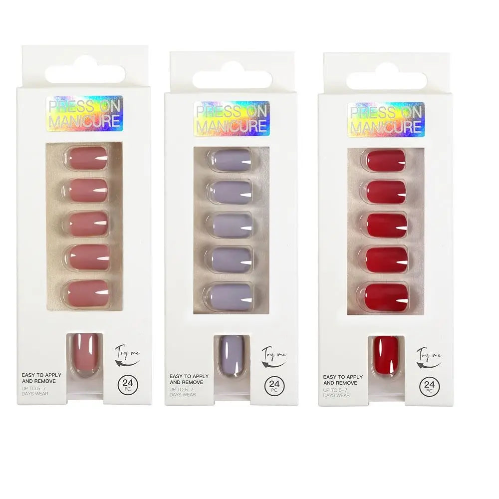 24pc nails Art Fake Nail Tips Press on Coffin  Artificial Square