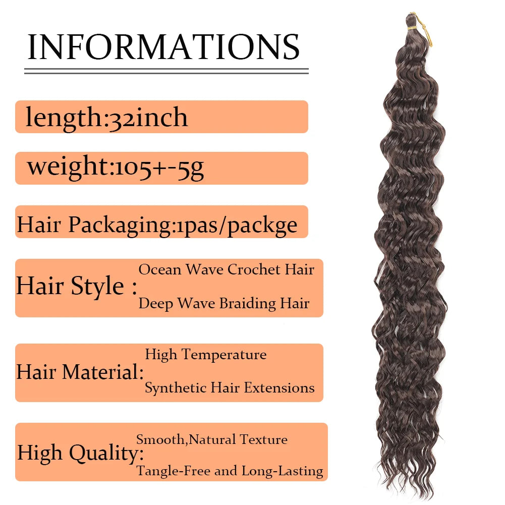 Water Wave Crochet Hair Extensions 30Inch Synthetic Twist Curly Crochet Braids Soft Bohemian Water Wave Braid Hair